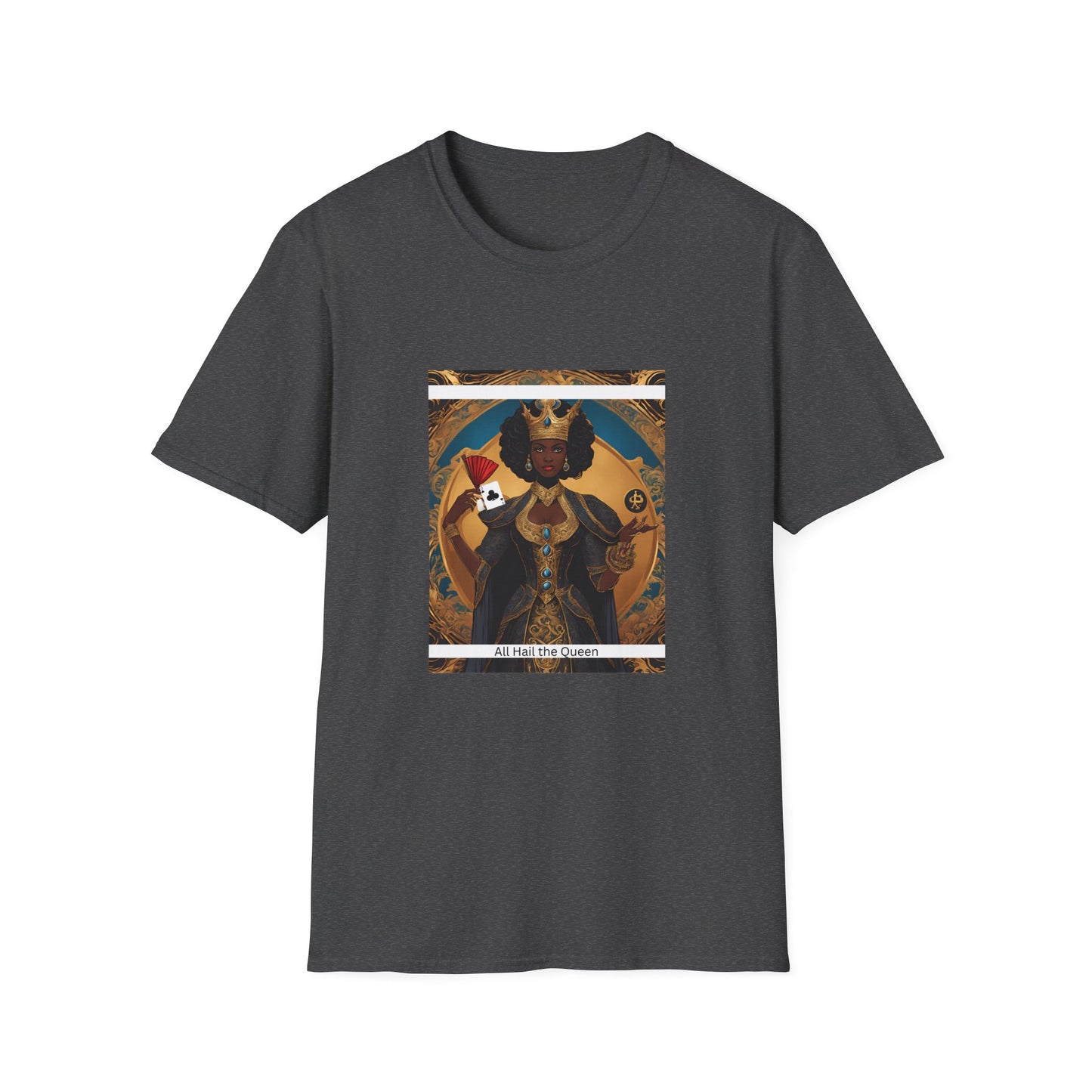 Clubs Playing Cards Unisex T-Shirt - All Hail the Queen Design