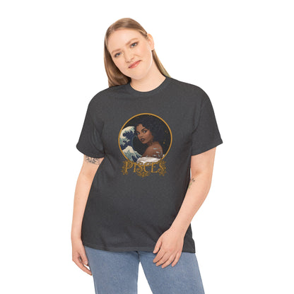 Pisces Art Nouveau T-Shirt — African American Woman with Silver Fish Tattoo