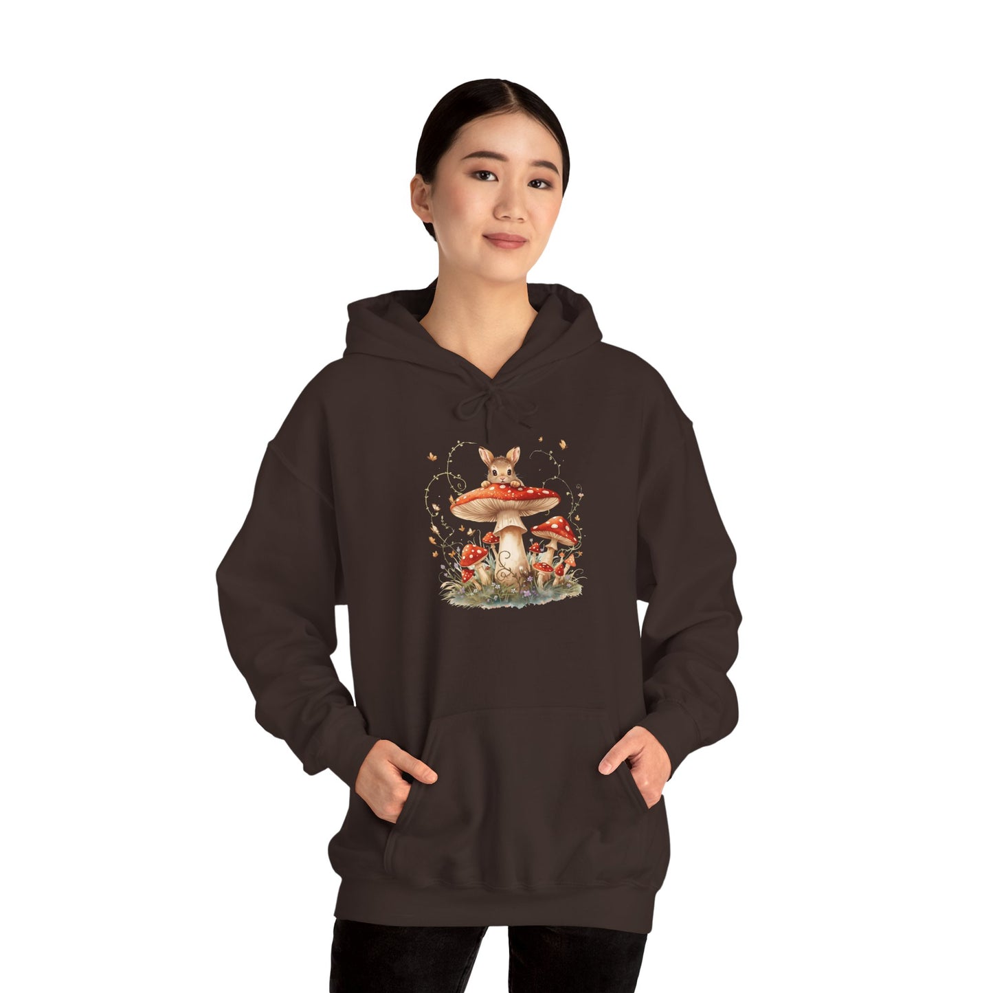 Mushroom Bunny Hoodie — Red-Capped Mushroom Graphic Sweatshirt
