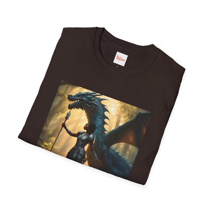 Strength Warrior T-Shirt - Black Woman with Dragon Ally