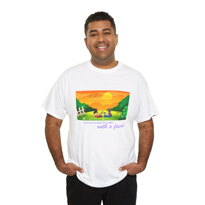 Coffee with a Friend Tee — 'Never Be Too Busy for Coffee' Sunset Park Graphic