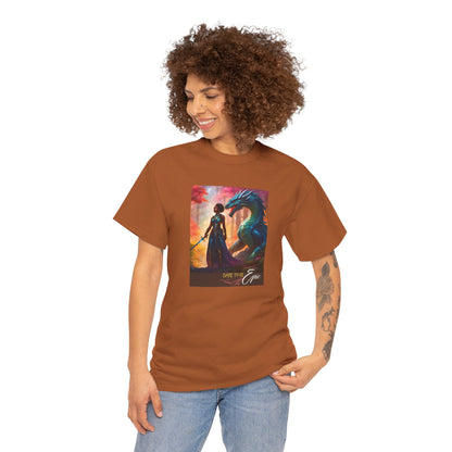 Warrior T-Shirt - Dare to be Epic, Black Woman with Dragon, Fantasy T-Shirt