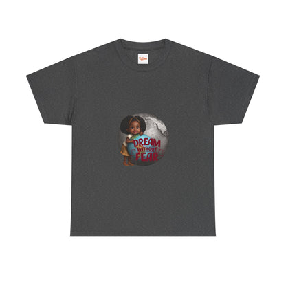 Graphic Tee - Dream Without Fear, Little Black Girl Hugging Globe