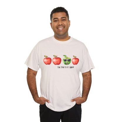 Graphic Unisex Tee - Be the Bad Apple, Three Red Apples and One Green Apple with Sunglasses