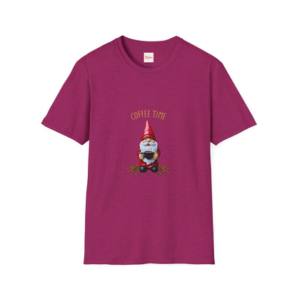 Coffee Time Unisex T-Shirt - Gnome Holding a Cup of Coffee Graphic