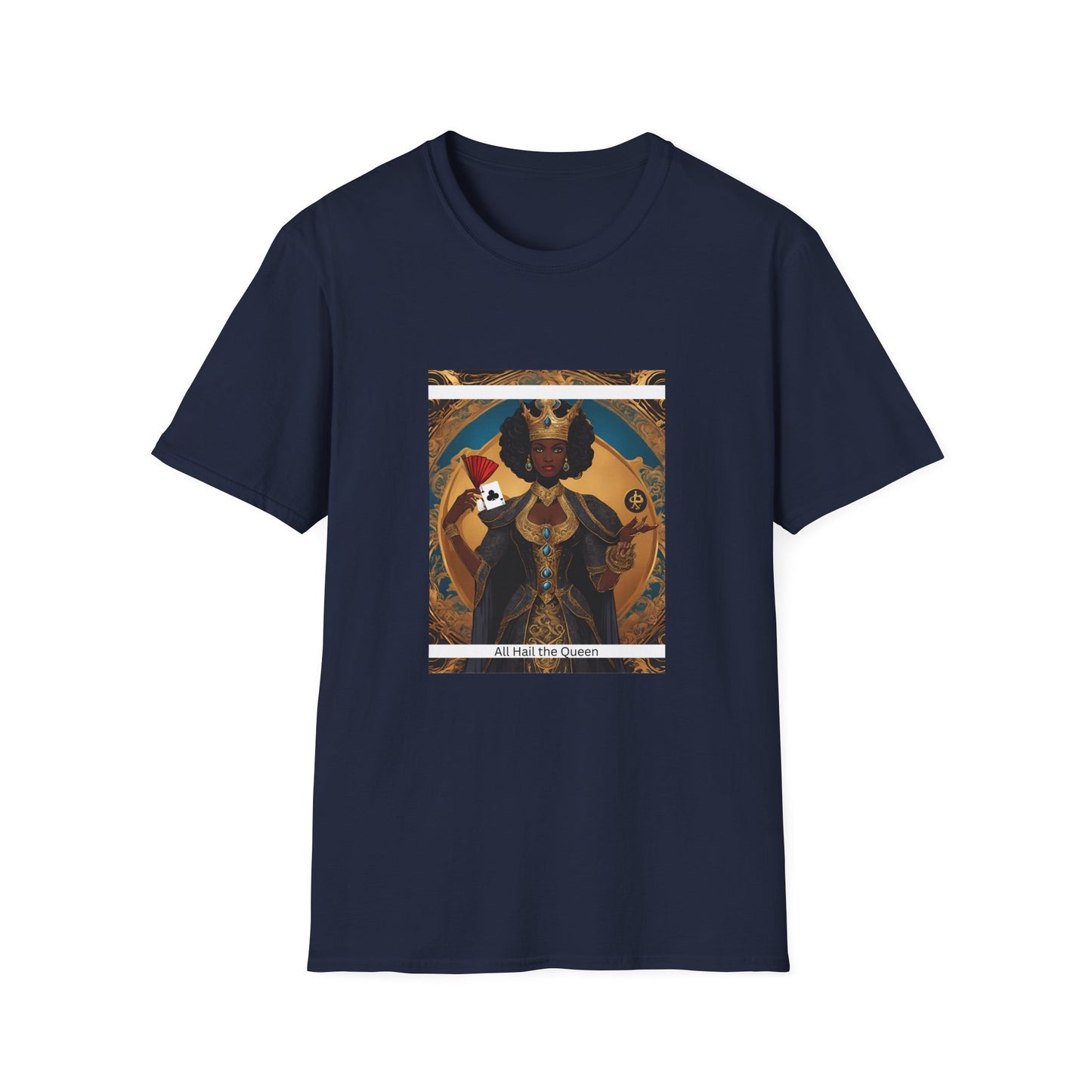 Clubs Playing Cards Unisex T-Shirt - All Hail the Queen Design