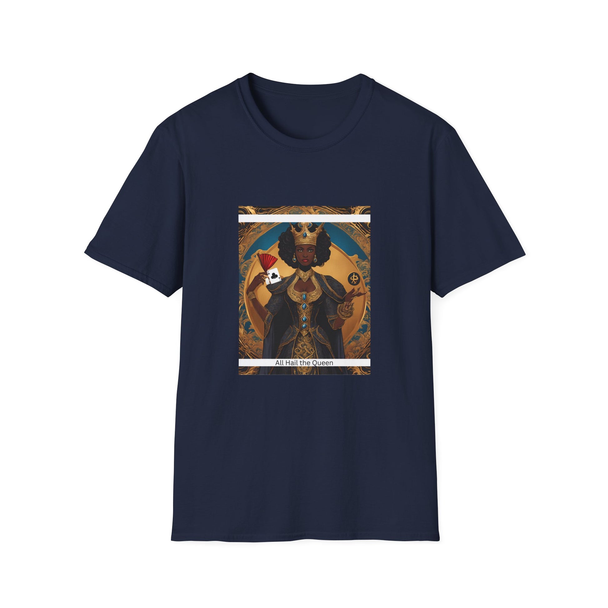 Clubs Playing Cards Unisex T-Shirt - All Hail the Queen Design