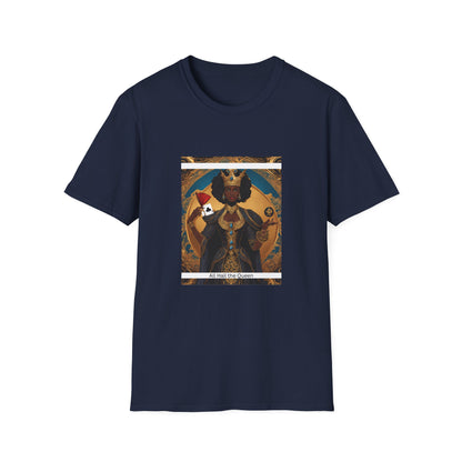 Clubs Playing Cards Unisex T-Shirt - All Hail the Queen Design