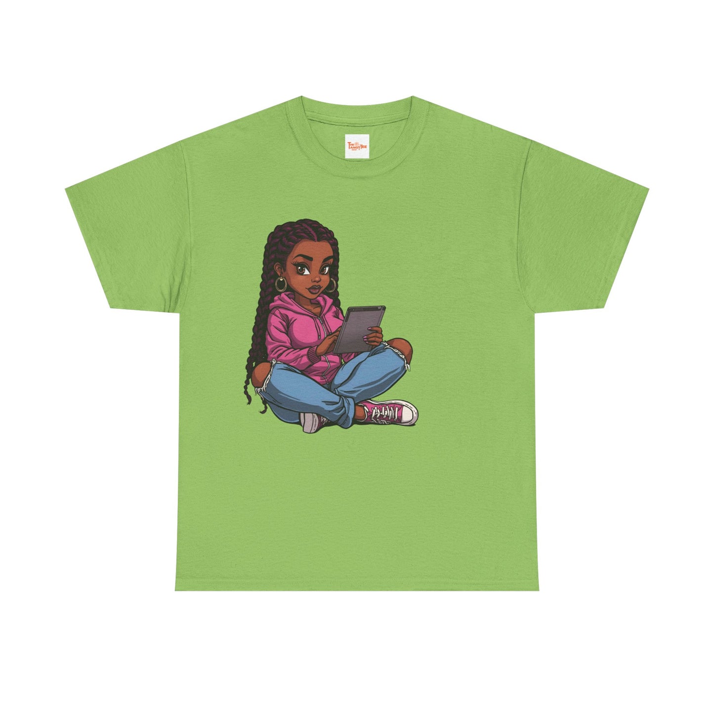 Black Teen Girl Tablet Graphic T-Shirt