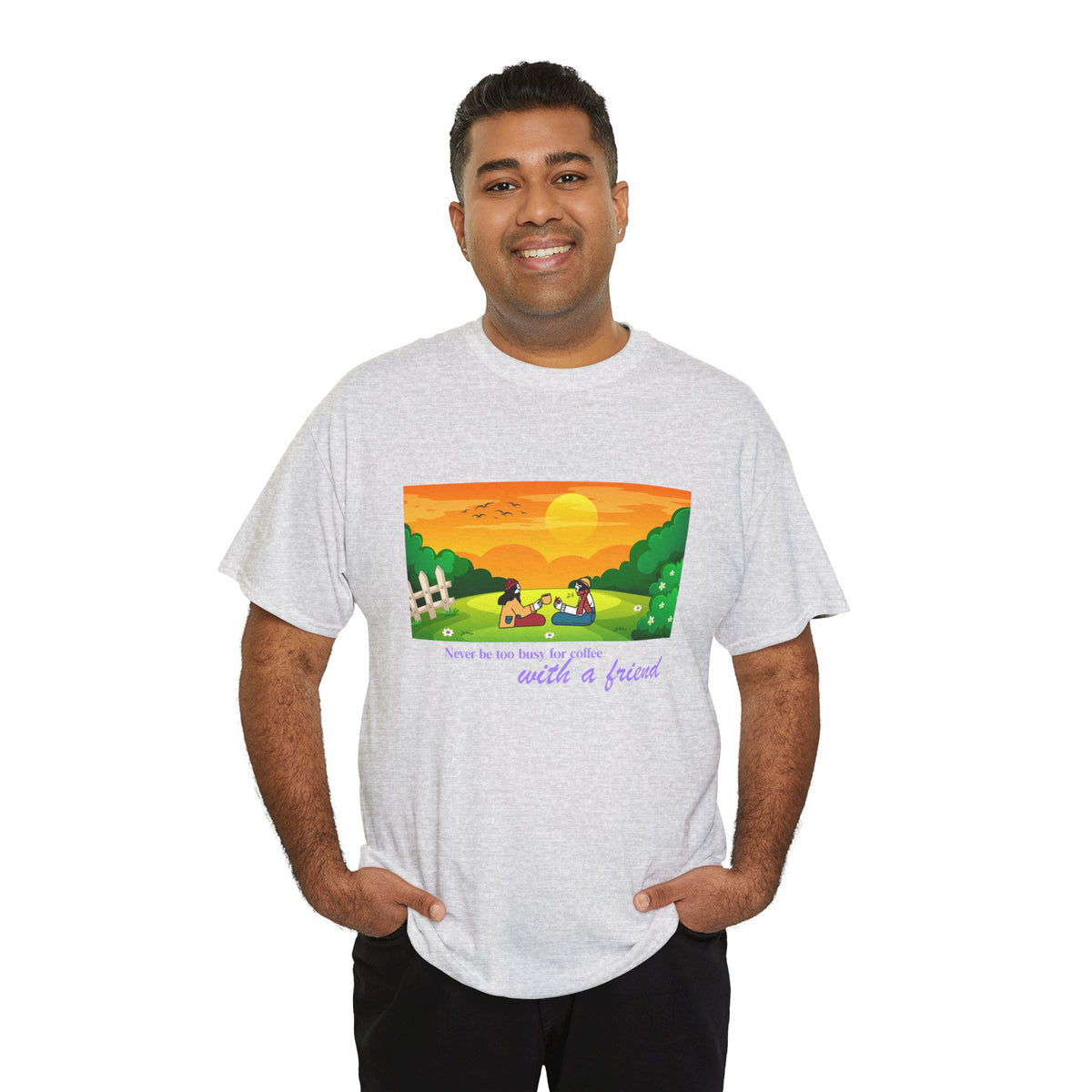 Coffee with a Friend Tee — 'Never Be Too Busy for Coffee' Sunset Park Graphic