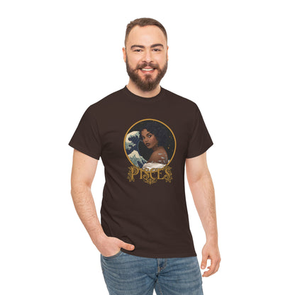 Pisces Art Nouveau T-Shirt — African American Woman with Silver Fish Tattoo