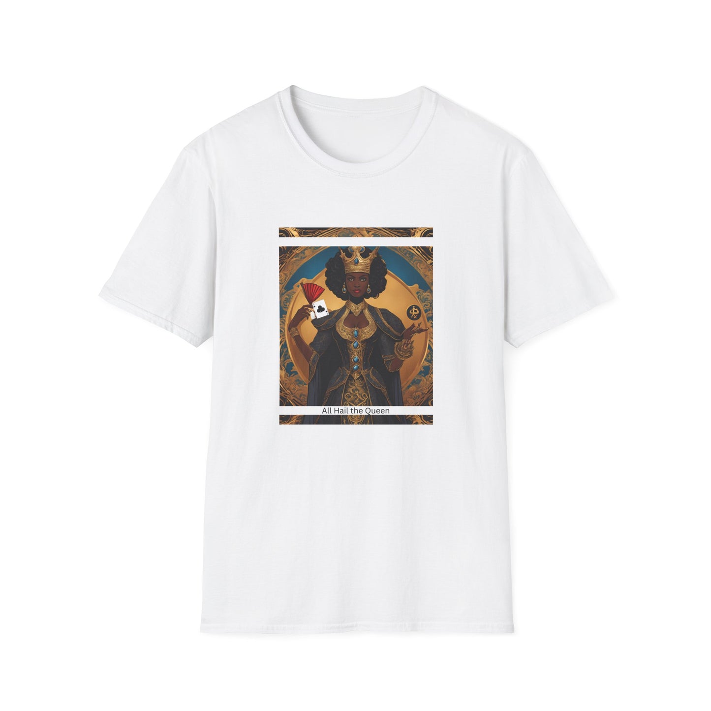 Clubs Playing Cards Unisex T-Shirt - All Hail the Queen Design