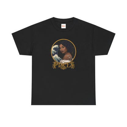 Pisces Art Nouveau T-Shirt — African American Woman with Silver Fish Tattoo