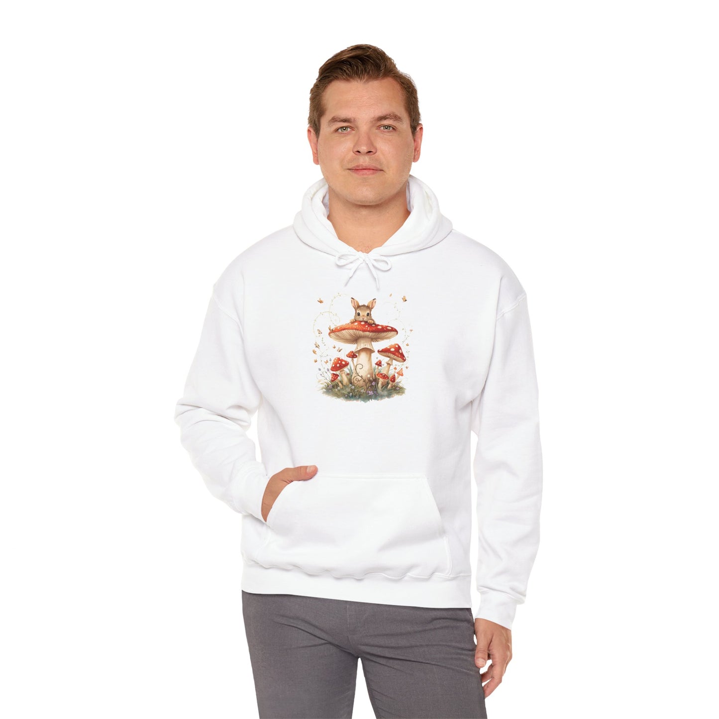 Mushroom Bunny Hoodie — Red-Capped Mushroom Graphic Sweatshirt