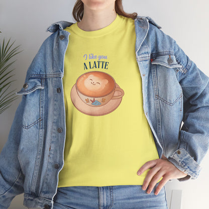 Coffee Lover Tee - I Like You a Latte Unisex Heavy Cotton T-Shirt