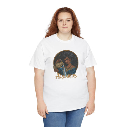 Aquarius Art Nouveau Tee — African American Woman Pouring Water Zodiac Graphic