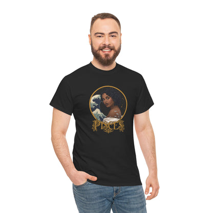 Pisces Art Nouveau T-Shirt — African American Woman with Silver Fish Tattoo