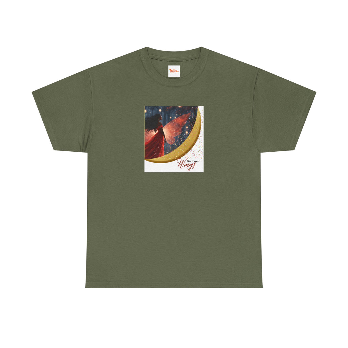 Find Your Wings T-Shirt — Black Woman Night Forest Graphic Tee with Glitter Wings