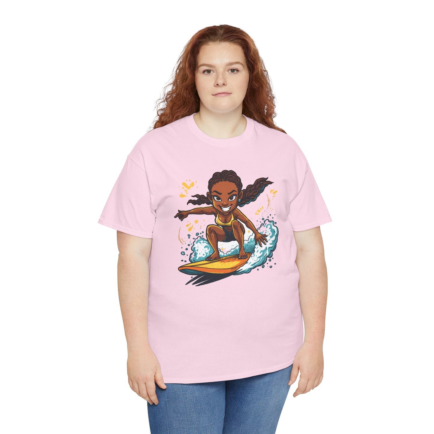 Surf Girl T-Shirt — Cute Cartoon Female Surfer Graphic Tee