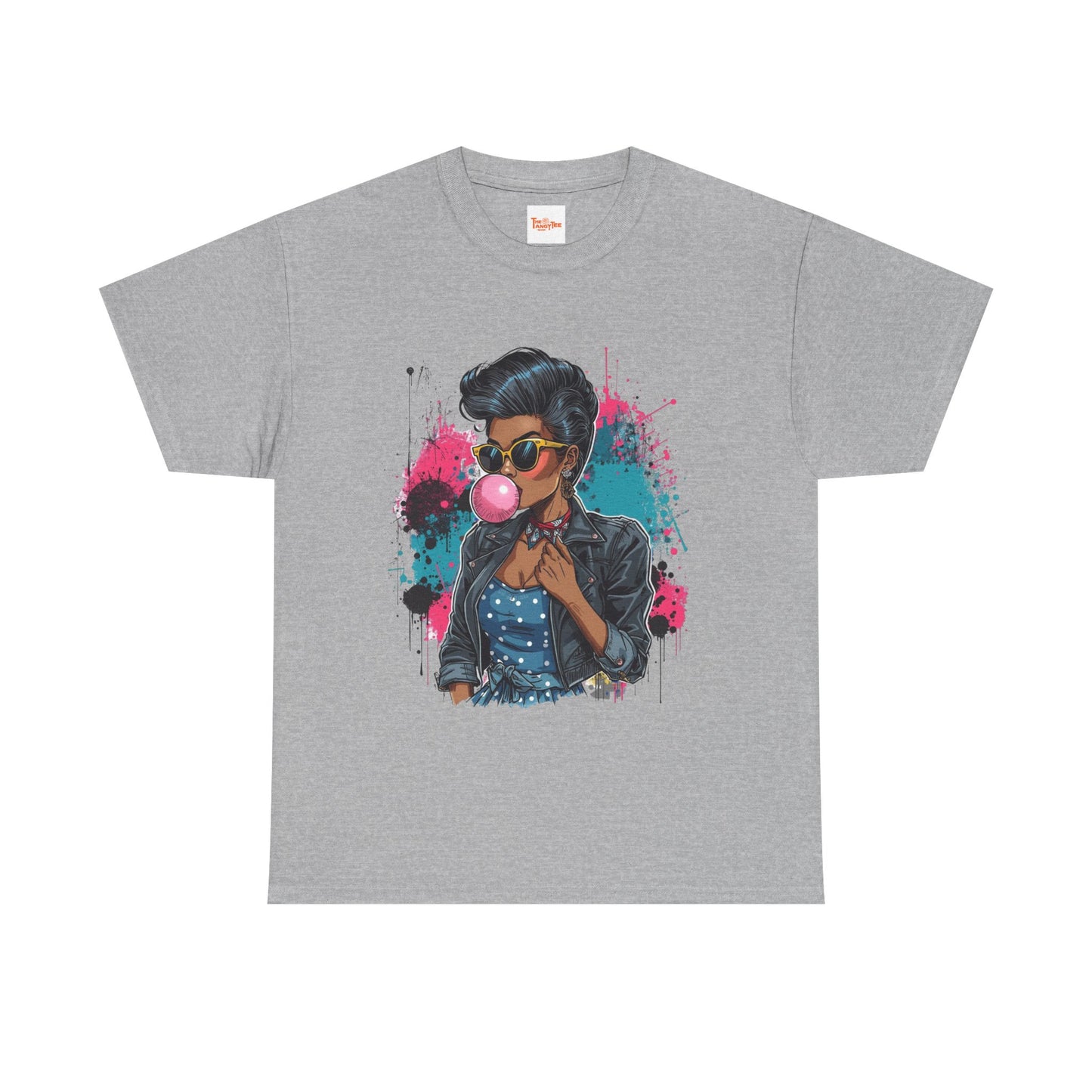 Bubblegum Pop Tee — African American Woman Graphic Paint-Splatter Design
