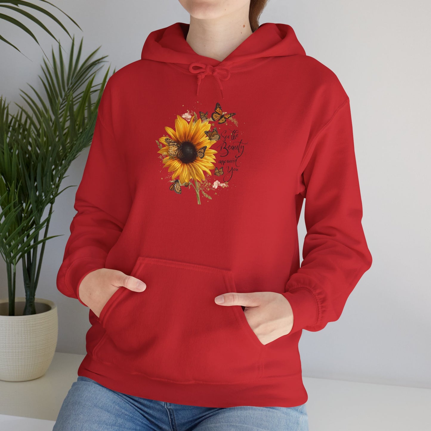 See the Beauty Around You Sunflower & Monarch Hoodie