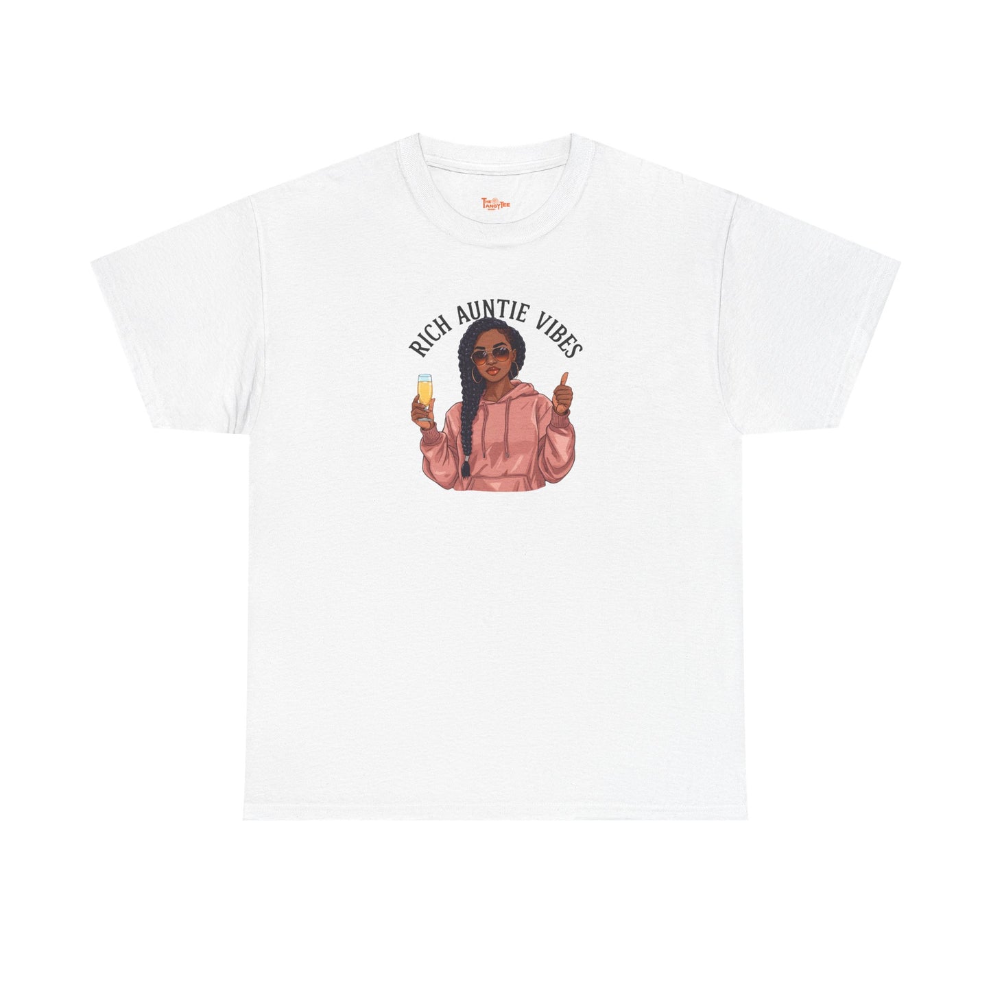 Rich Auntie Vibes T-Shirt — Black Woman Champagne Graphic