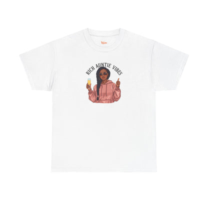 Rich Auntie Vibes T-Shirt — Black Woman Champagne Graphic
