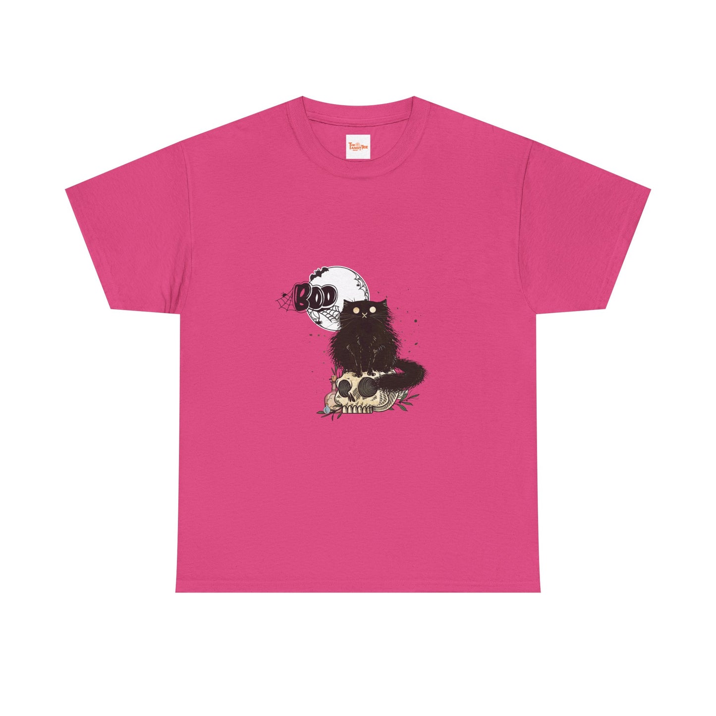 Halloween Unisex Tee with Black Cat and Skull Graphic