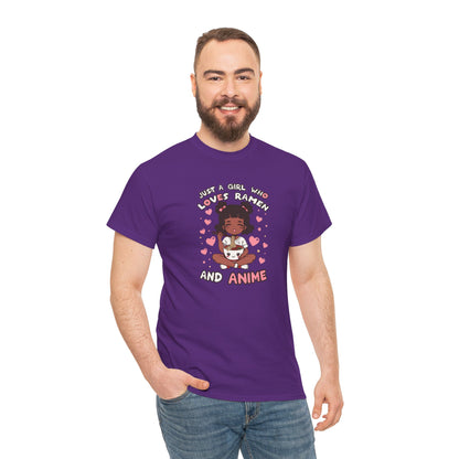Just a Girl Who Loves Ramen and Anime T-Shirt — African American Anime Girl Graphic
