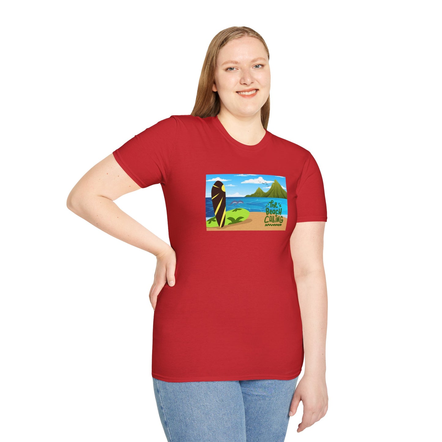 The Beach Is Calling Surfboard Graphic T-Shirt