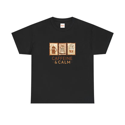Caffeine & Calm Coffee Tee — French Press Graphic T-Shirt