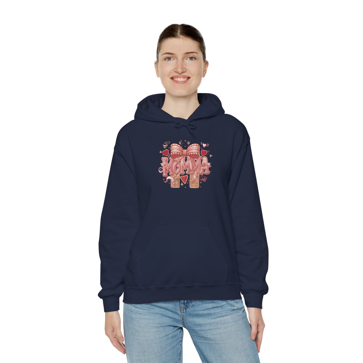 Momma Pink Ribbon Heart Hoodie — Breast Cancer Awareness Sweatshirt