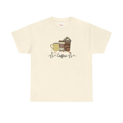 Coffee Stat T-Shirt — Graphic Tee Featuring Three Coffee Drinks