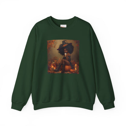 Black Witch Pumpkin Spice Latte Sweatshirt, Halloween Crewneck Jumper