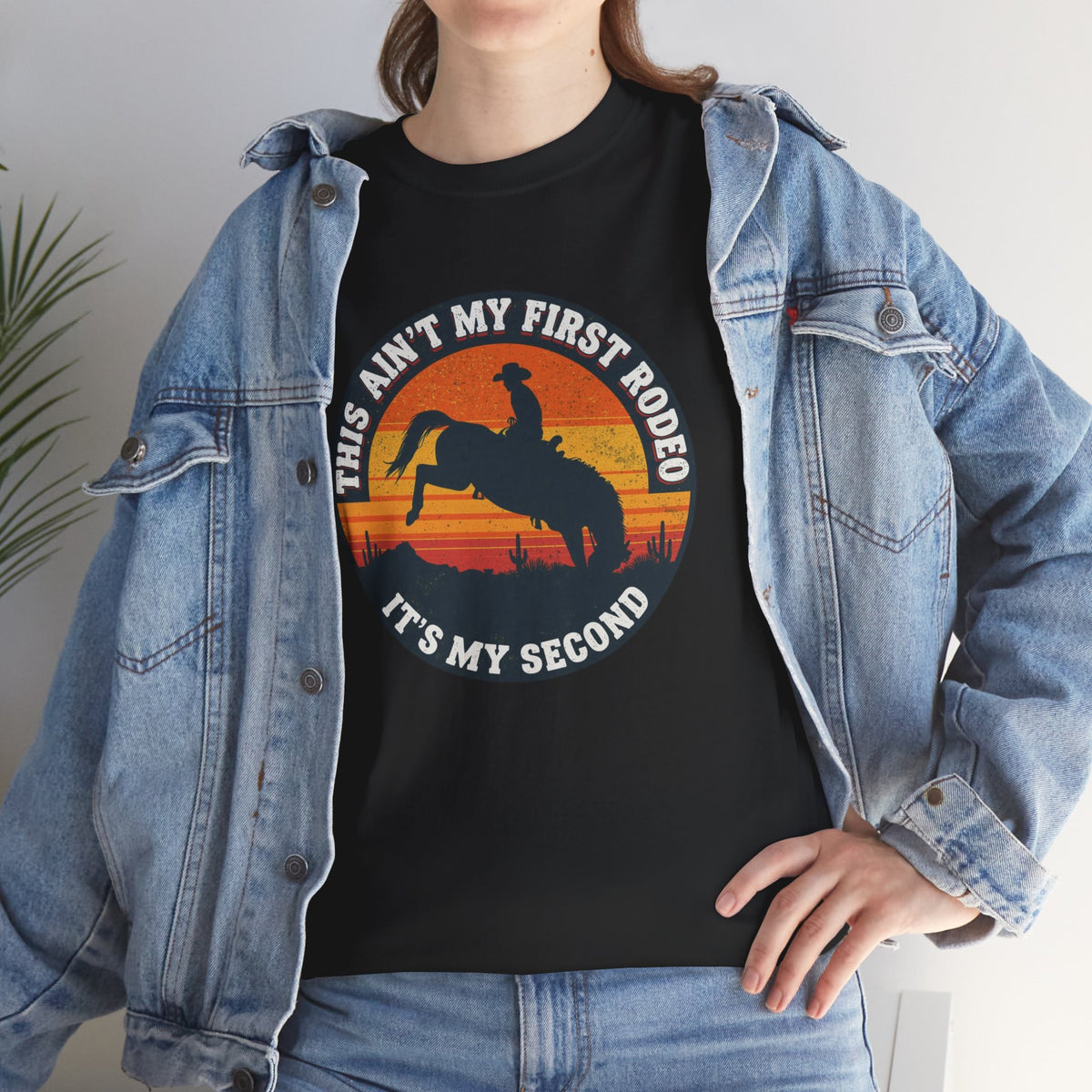 This Ain't My First Rodeo Tee — Backwards Bronco Sunset Cowboy Shirt