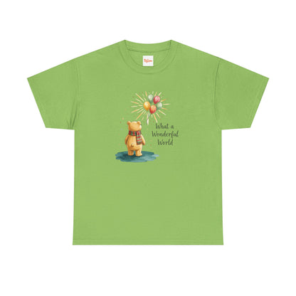 What a Wonderful World Teddy Bear T-Shirt — Balloon Sun Graphic