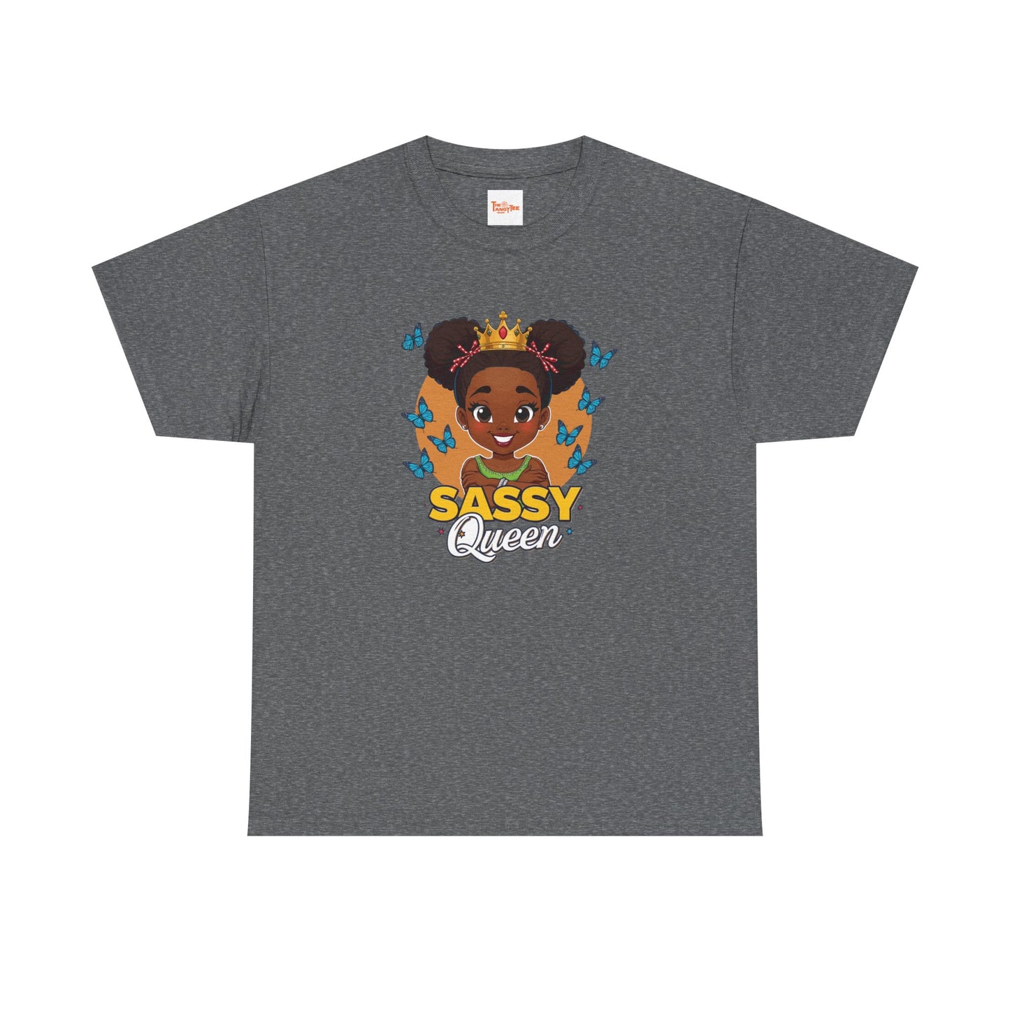 Sassy Queen Tee — African American Girl Graphic Shirt with Butterflies