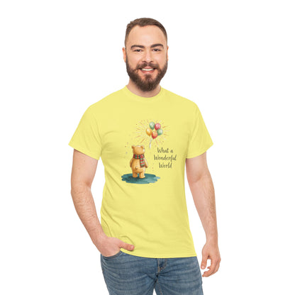 What a Wonderful World Teddy Bear T-Shirt — Balloon Sun Graphic