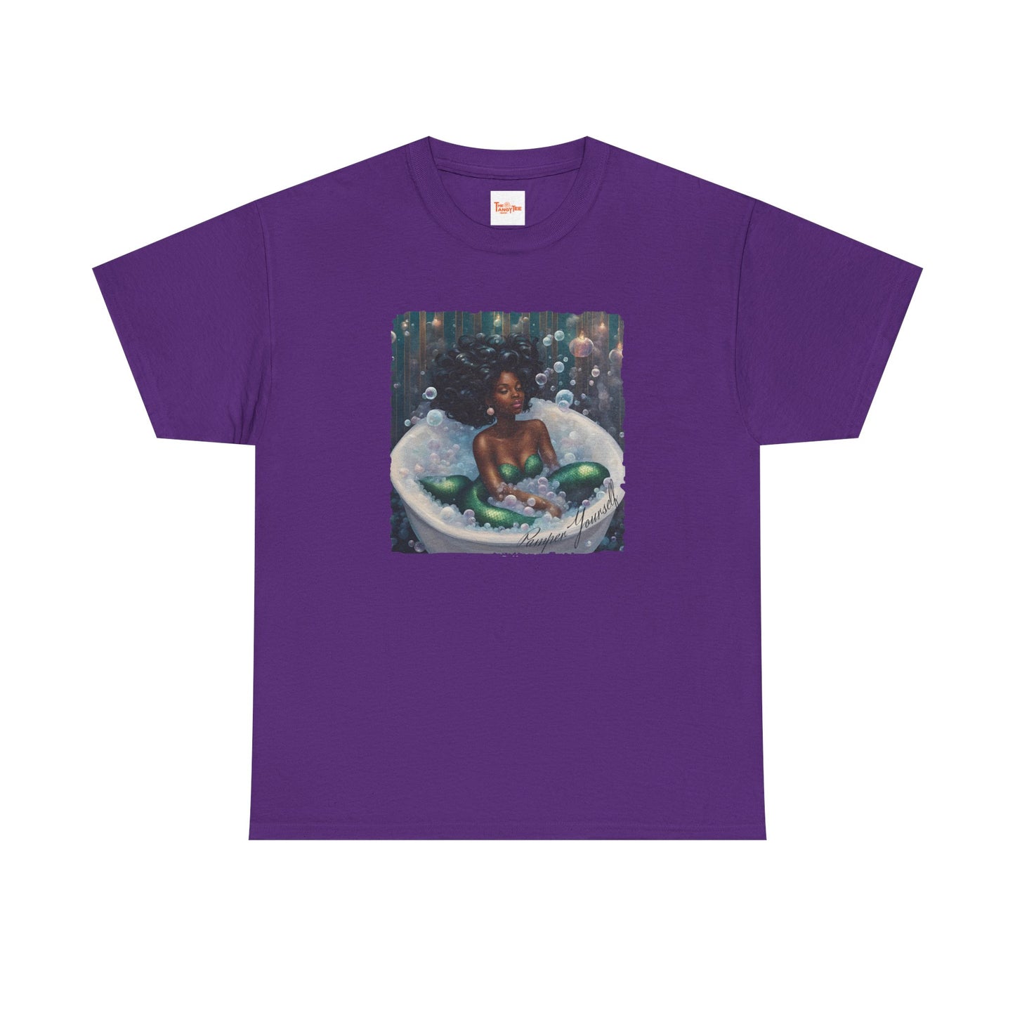 Pamper Yourself Black Mermaid Tee — Relaxing Bathtub Graphic