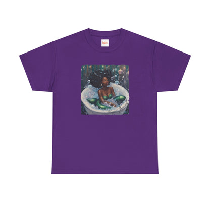 Pamper Yourself Black Mermaid Tee — Relaxing Bathtub Graphic