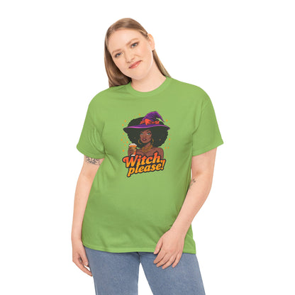 Witch Please Tee, Black Woman Coffee Cup Afro Witch Hat, Unisex Halloween Shirt, Witches Brew T-Shirt