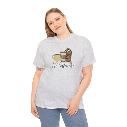 Coffee Stat T-Shirt — Graphic Tee Featuring Three Coffee Drinks