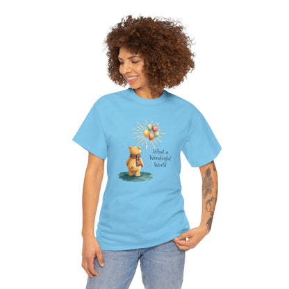 What a Wonderful World Teddy Bear T-Shirt — Balloon Sun Graphic