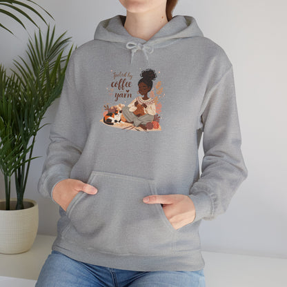 Fueled by Coffee and Yarn Hoodie — African American Knitter Graphic