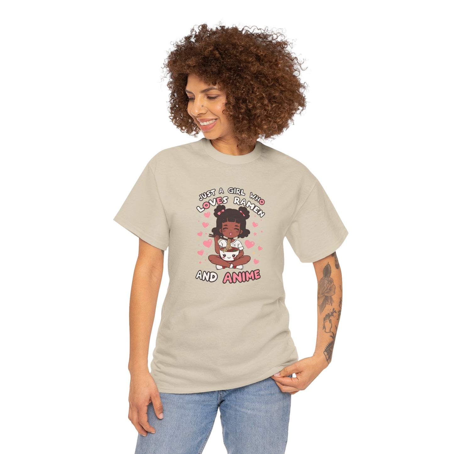 Just a Girl Who Loves Ramen and Anime T-Shirt — African American Anime Girl Graphic