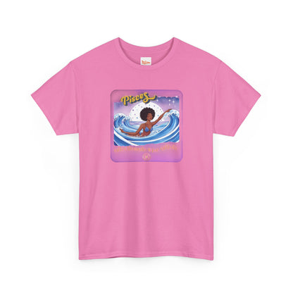Pisces Zodiac Tee — African American Woman Swimming Graphic with Pisces Traits