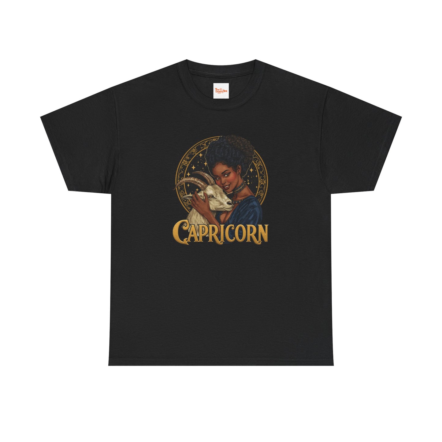 Capricorn Art Nouveau Tee — African American Woman with Goat Zodiac Graphic