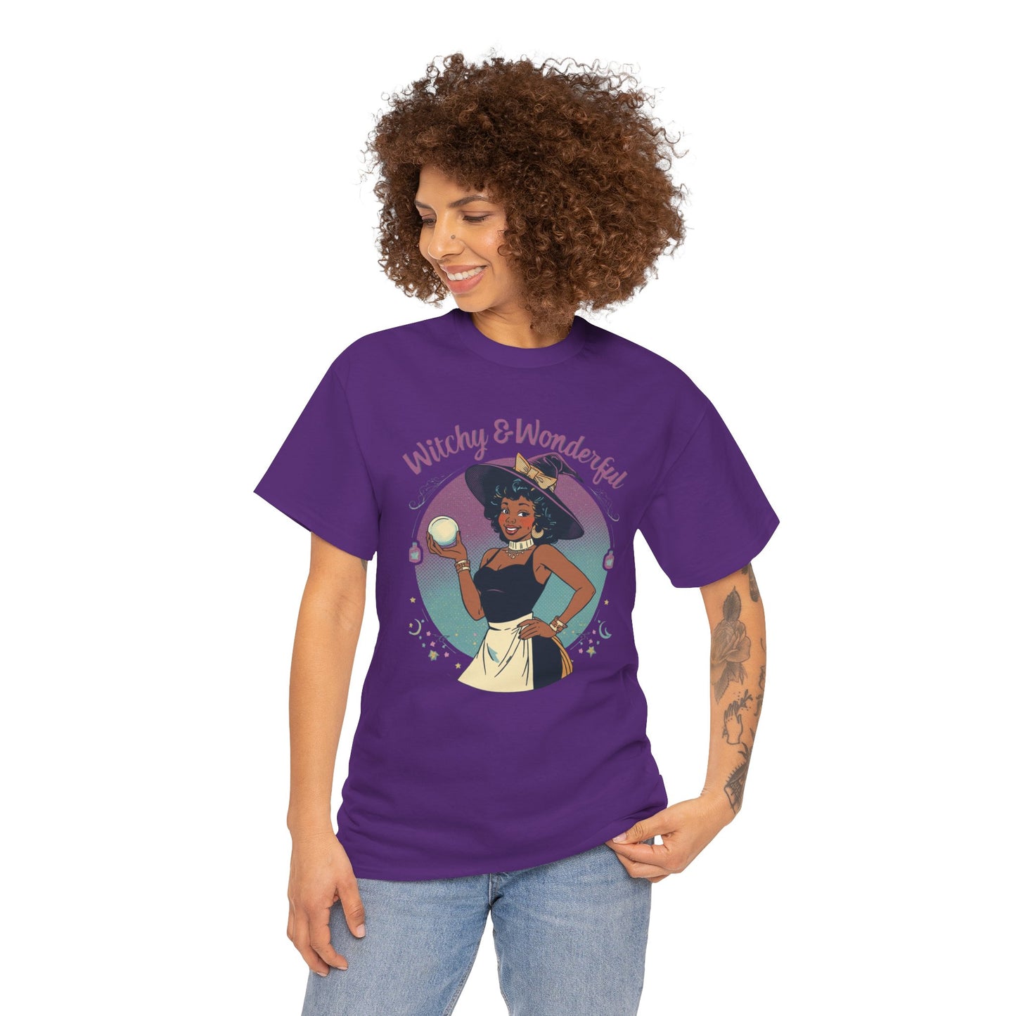 Witchy and Wonderful African American Witch T-Shirt — Crystal Ball Graphic