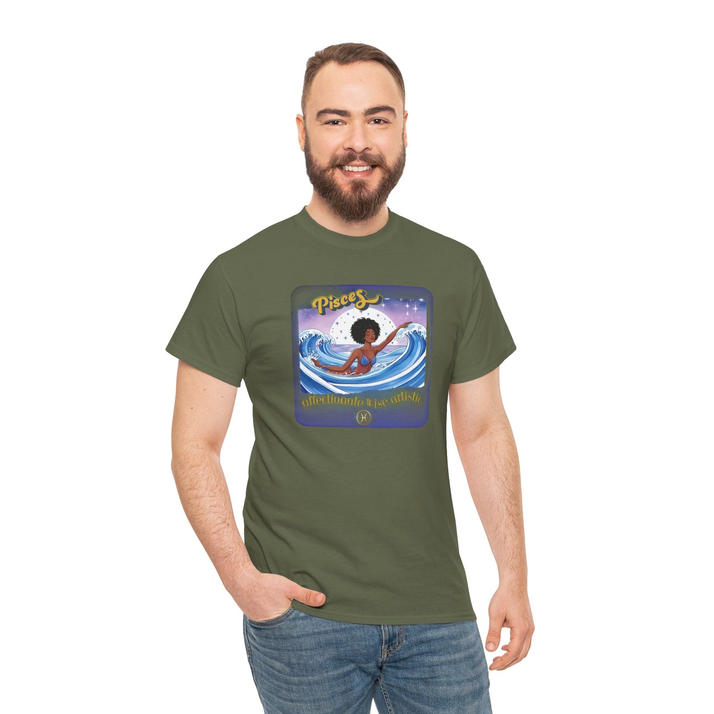 Pisces Zodiac Tee — African American Woman Swimming Graphic with Pisces Traits
