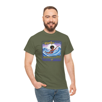 Pisces Zodiac Tee — African American Woman Swimming Graphic with Pisces Traits